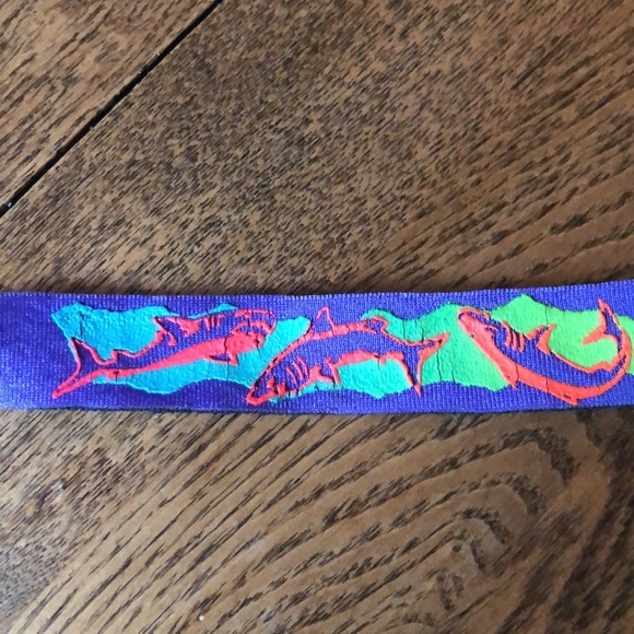 Croakies ~ Vintage 80’s neoprene Sunglasses strap ~ purple w neon sharks - Picture 5 of 8